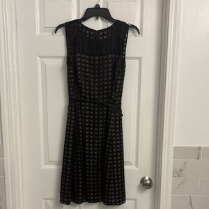 Calvin Klein Black Grid-Pattern Sleeveless Midi Dress